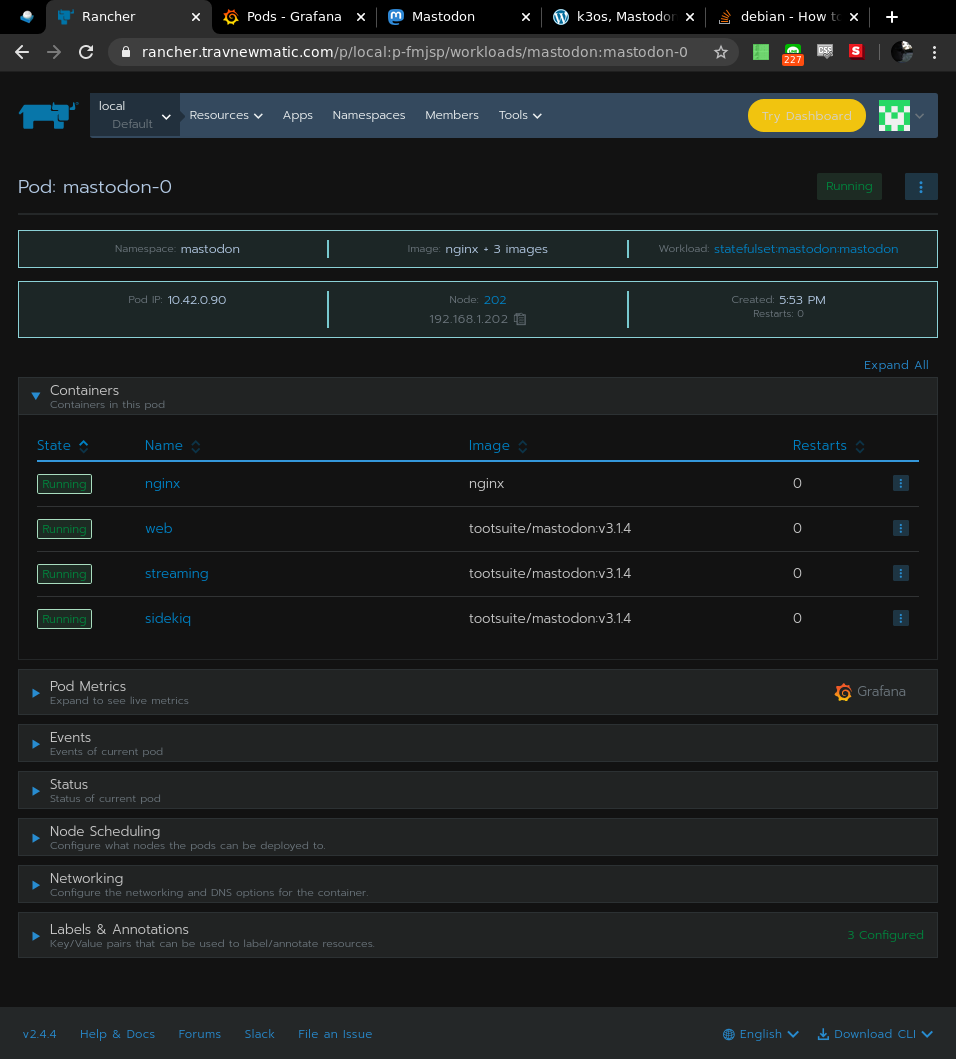 k3os, Mastodon Migration